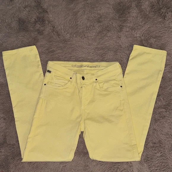 Citizens Of Humanity pastel light Yellow Skinny Jeans size 26 women’s pants - Picture 5 of 8